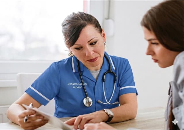 Delight Support worker listening to an autistic adult during an assessment in Sheffield