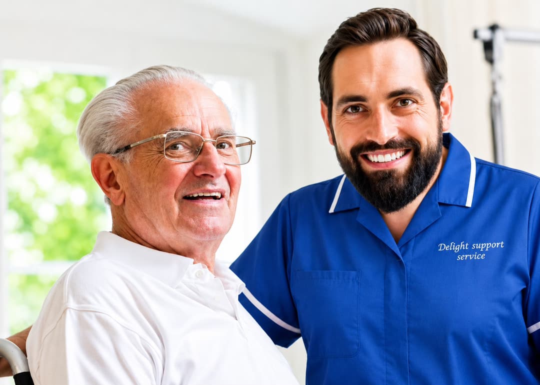 Home care professional with elderly patient in Sheffield