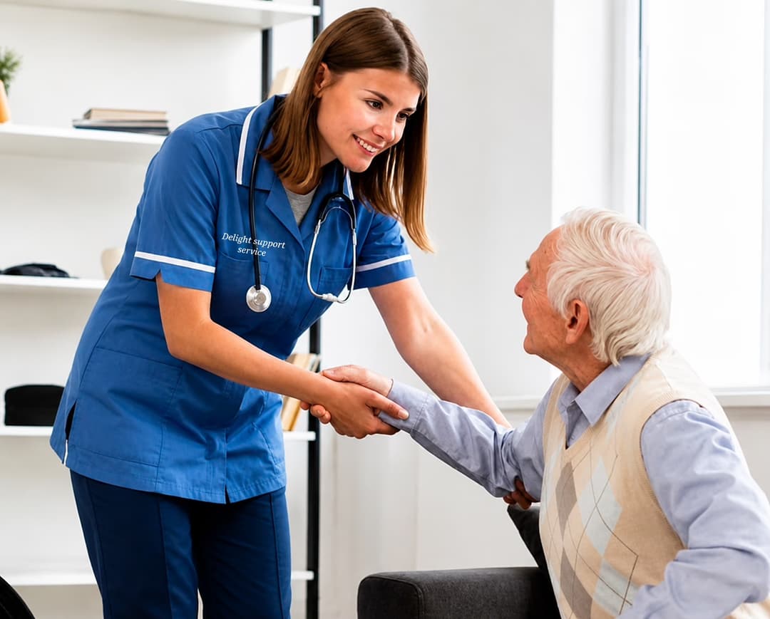 Delight Support live-in carer with elderly person at home in Sheffield
