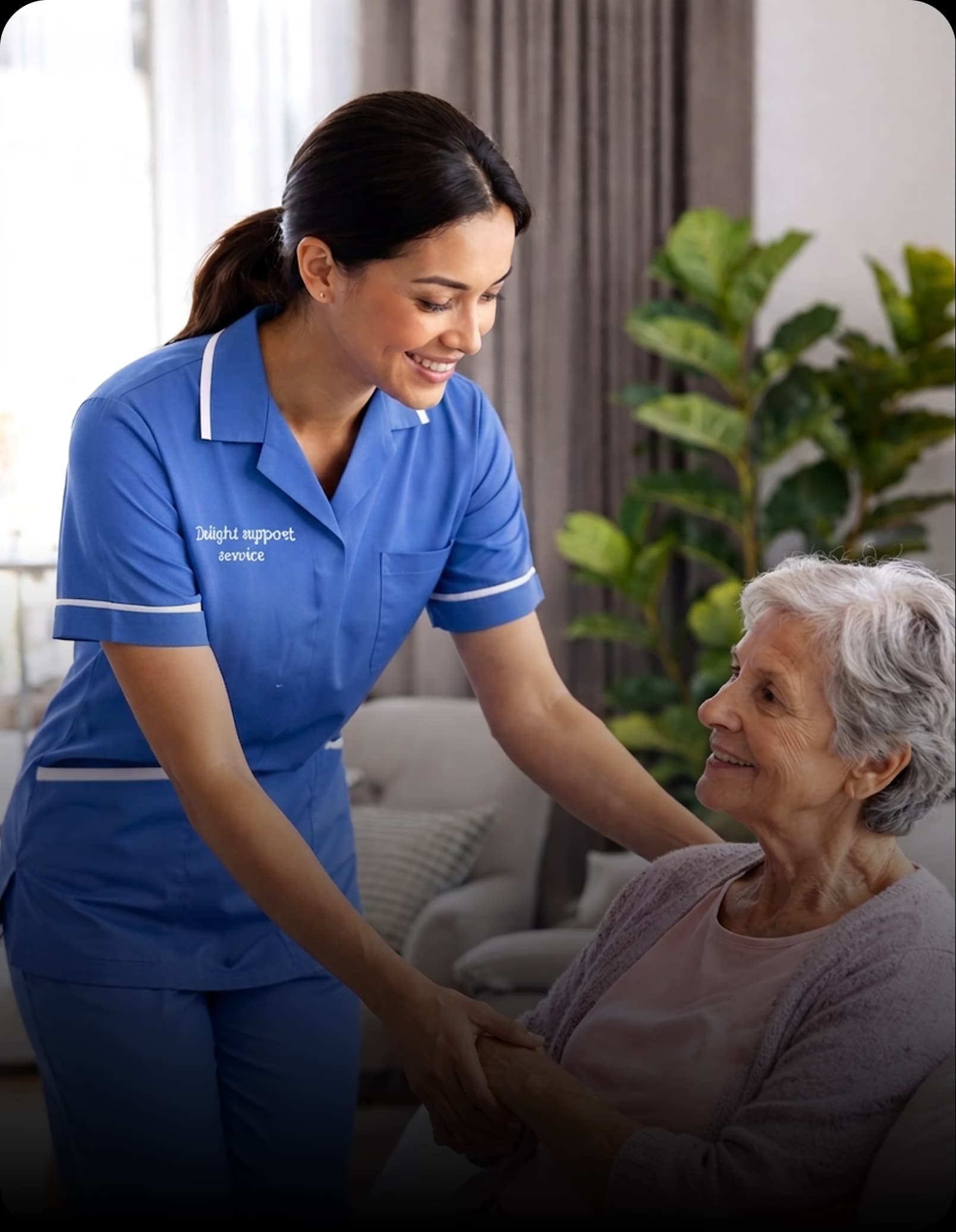 A Delight Support carer with a client in Sheffield, showcasing compassionate home care