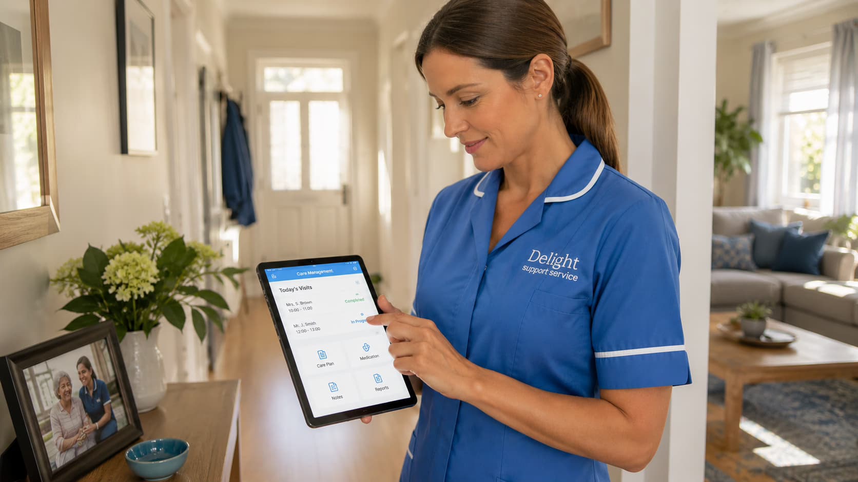 Illustration for article: Use of Technology in Home Care